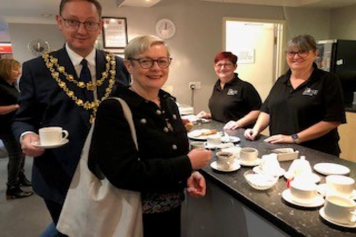 The Mayor  and Mayoress of Kidderminster visiting the Rose 